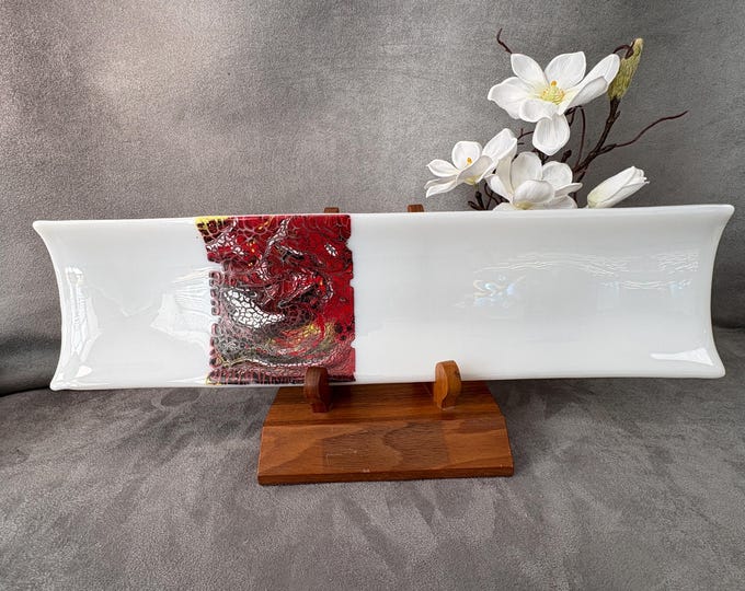Featured listing image: lgtray001-Color Feast – 17” Hand-Fused Glass Sushi Tray (Because Your Sushi Deserves to Feel Fancy)