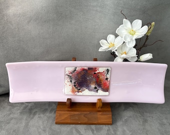 lgtray011-Pink Chaos – 17” Hand-Fused Glass Sushi Tray (Because Your Sushi Deserves to Feel Fancy)