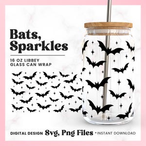 Bats Libbey Glass Can SVG, Halloween Fall Design (Digital Download)