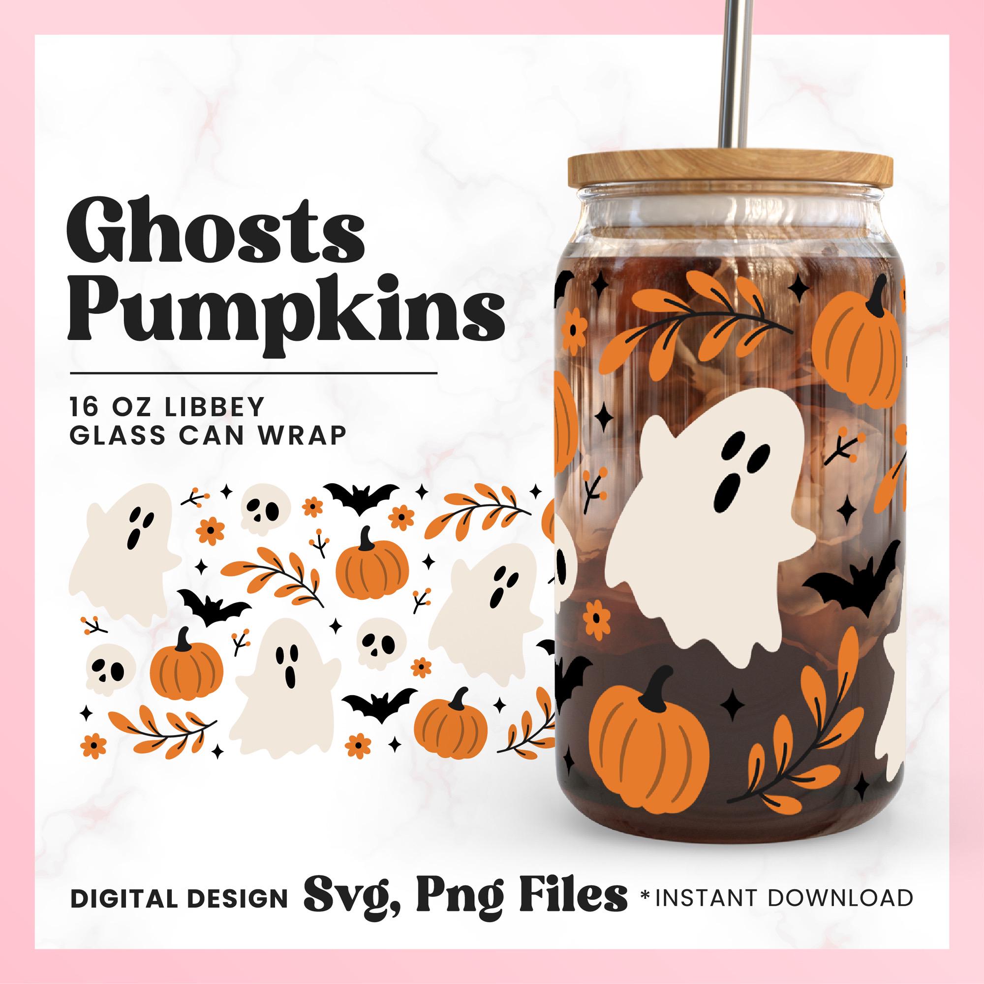 Autumn Halloween Ghost Libbey Glass Can Wrap SVG PNG (digital Download ...