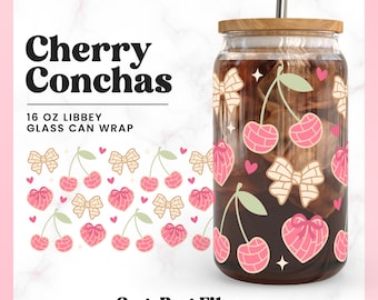Lata de vidro Cherry Conchas Libbey SVG PNG: Pan Dulce Mexicano (Download digital)