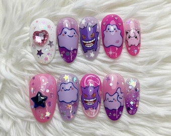Kawaii Dreamy Creatures Press On Nails: 3D Cute Monster & Star Designs