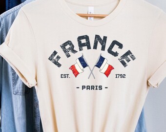 France Tee, France T-Shirt, France Vintage, French Gift, Paris Shirt, French Heritage Tee, France Souvenir, Travel T-Shirt