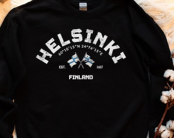 Helsinki Sweatshirt, Helsinki shirt, Helsinki Finland, Finland T-Shirt, Finnish Flag, Republic of Finland, Finland