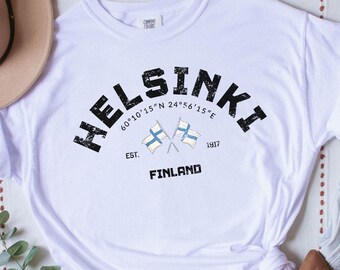 Helsinki Tee, Helsinki shirt, Helsinki Finland, Finland T-Shirt, Finnish Flag, Republic of Finland, Finland