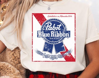 Camiseta Pabst Blue Ribbon Comfort Colors, camiseta Pabst Blue Ribbon - PBR - estilo retro clásico vintage - camiseta de cerveza