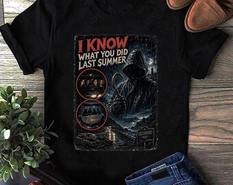 Camiseta de la película Sé lo que hicisteis el último verano, regalo para fans del cine de terror, camiseta de película slasher para adolescentes, camiseta retro de cine de los 90, top para disfraz de Halloween