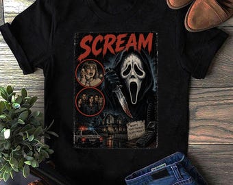 Camiseta de Scream, Camisetas retro de terror de Scream, Camiseta de la película Scream, Ambiente de miedo de Scream, Scream vintage