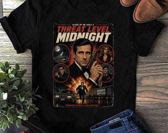 Camiseta Threat Level Midnight, camiseta de la serie de televisión The Office, camiseta unisex de estilo suave, camiseta divertida de la serie de televisión, regalo para fans de The Office