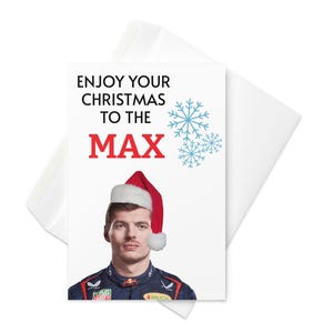 Max Verstappen julkort, roligt F1-julkort