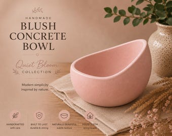 Blush Concrete Bowl – Quiet Bloom Collection | Handmade Modern Catchall Bowl | Pink Concrete Decor | Vanity Dish | Jewelry Holder