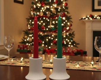 Handmade Concrete Taper Candle Holders, Minimalist Decor, Set of 2