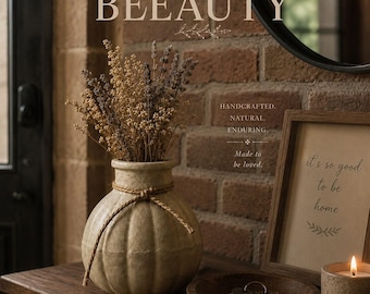 Handmade Concrete Vase | Rustic Neutral Farmhouse Decor, Cottagecore Shelf Accent