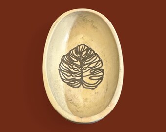 Handgemaakte betonnen bladschaal | Minimalistisch ringbakje, badkamerdecor