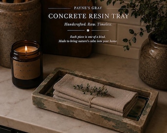 Payne’s Gray Concrete Resin Tray | Handmade Catchall Tray | Modern Wabi Sabi Home Decor