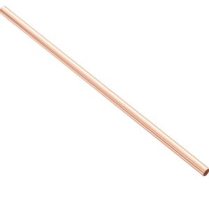 May include: A single, straight copper tube, angled diagonally across a white background. The tube has a smooth, polished surface and a consistent diameter. The color is a warm, reddish-brown.
