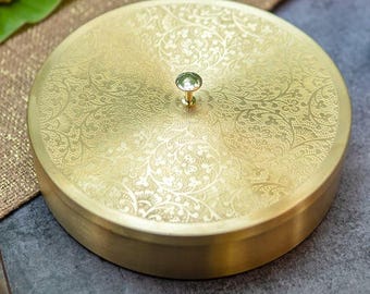 Handcrafted Brass Masala Box Spice Container with Spoon | Traditional Indian Dabba Storage