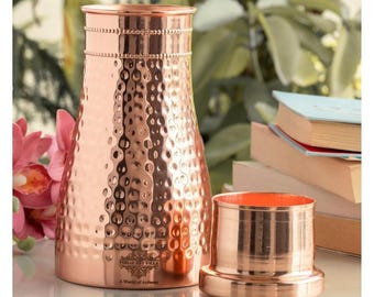 Handmade Hammered Copper Water Bottle: Ayurvedic Wellness, 32oz