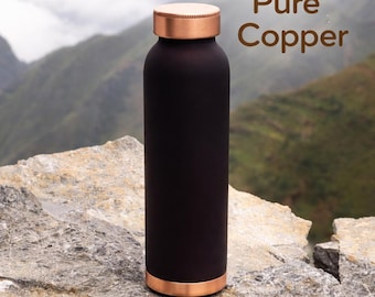 Pure Copper Water Bottle, Black Matte Tamba Bottle, Ayurvedic Copper Drinkware, Reusable Water Bottle, Yoga & Wellness Gift