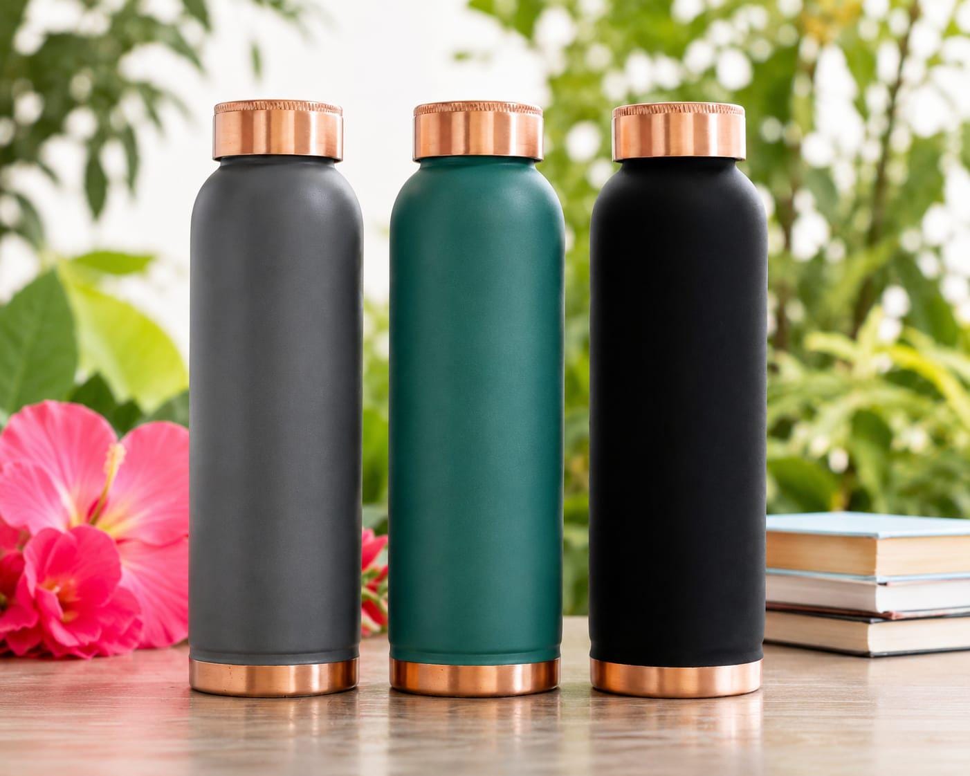 Ayurveda 100% Pure Copper Water Bottle Set of 3, Handcrafted Ayurvedic…