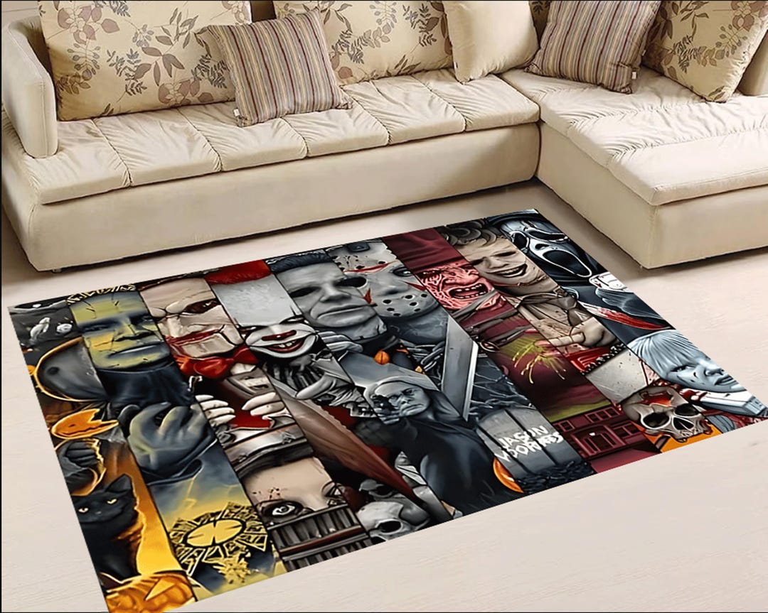 Horror Sticker Rug 80s Horror Movie Poster Collage Rug - Halloween Decor - Etsy