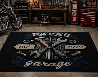 Personalized Garage Mat, Workshop Mat, Man Cave Doormat, Father's Day Gift, Gift for Dad, Grandpa, Husband, Grandad, Papa WM002