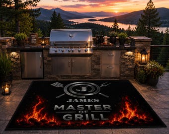 Personalized Grill Master Grill Mat, Barbecue Mat, BBQ Mat, Father's Day Gift, Gift for Dad Grandpa Husband Grandad, Backyard Outdoor