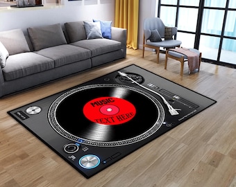 Vinyl Record Rug, DJ Turntable Rug, Music Lover Gift, Retro Music Decor, Record Player Carpet, DJ Room Decor, Vintage Music Rug