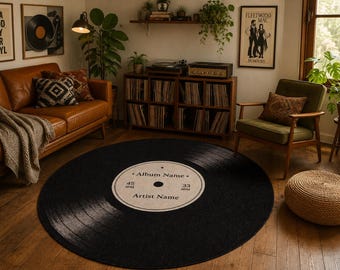 Alfombra de vinilo: Alfombra redonda estampada, regalo para amantes de la música, alfombra con diseño de CD, regalos para amantes de la música.