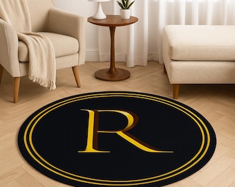 Personalized Round Rug, Custom Name Rug, Monogram Carpet, Custom Initial Rug, Luxury Home Decor, Gift for Housewarming, Wedding Gift