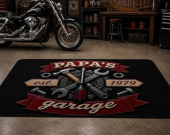 Personalized Garage Mat, Workshop Mat, Man Cave Doormat, Father's Day Gift, Gift for Dad, Grandpa, Husband, Grandad, Papa WM002