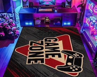 Gamer Rug,Gaming Rug,Game Rug,Geometric Rug,Colorful Rug,Play Room Rug,Neon Decor,Custom Rug,Neon Look Rug,E-Sport Rug,Area Rug,Gaming Gifts