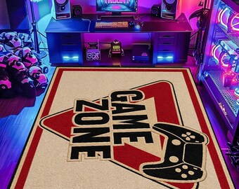 Gamer Rug,Gaming Rug,Game Rug,Geometric Rug,Colorful Rug,Play Room Rug,Neon Decor,Custom Rug,Neon Look Rug,E-Sport Rug,Area Rug,Gaming Gifts