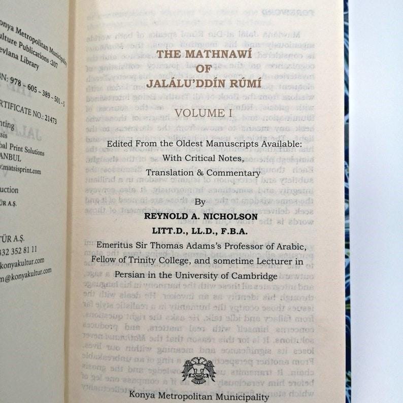 Mathnawi of Rumi: 6-volume Set, Oldest Manuscripts, Critical Notes
