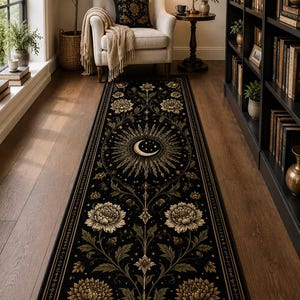Keltischer Teppich Läufer mit Floralem Schwert Motiv, Vintage Gothik Teppich, Eleganter schmaler Teppich für Eingangsbereich Wohnkultur Einrichtungsstil