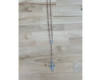 New Hand Crafted Rosary 6mm Bead of Metalic Apricot