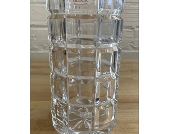 Vintage BLOCK Lead Crystal Vase 10" Made In Poland Geometric Pattern