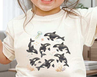 Orca Whale Toddler Shirt - Cute Underwater Ocean Children's Clothing - Future Marine Biologist - Natural Boho Adult, Toddler & Youth Tee