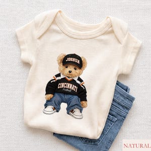 Personalized Cincinnati Football Baby Onesie, Custom Name Football Teddy Bear, Cincinnati Fan Shirt, Family Matching Football Apparel