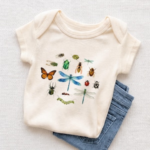 Retro Bugs Baby Onesie - Cute Entomology Baby Clothing - Future Entomologist - Boho Natural Baby Shirts