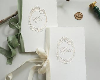 Personalized Bride and Groom Vow Book, 3D Floral Embossed Handmade Paper, Ribbon Bound Wedding Keepsake, Custom Vows Book