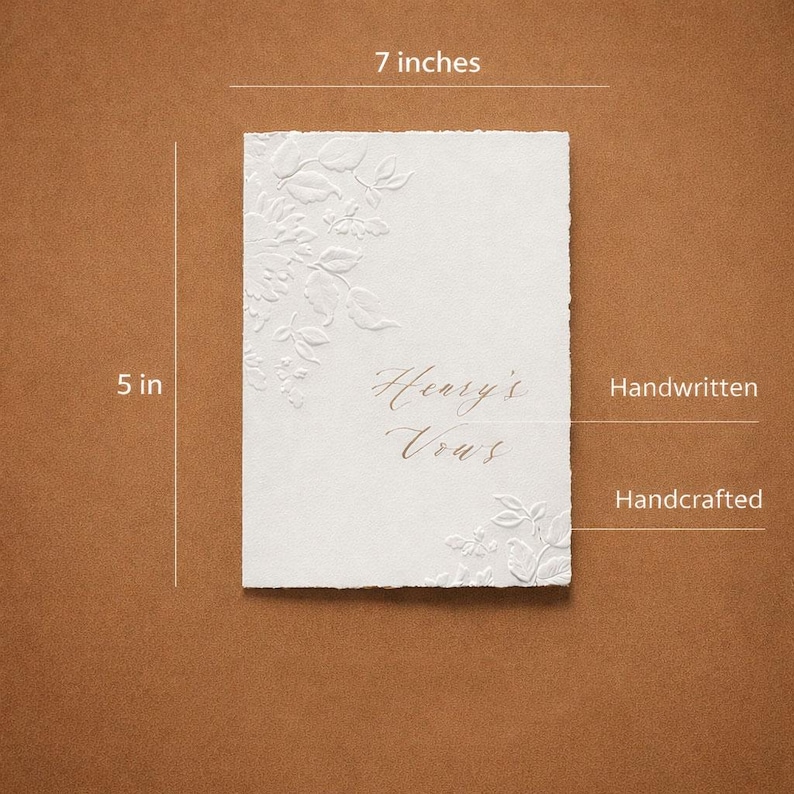 Elegant Wedding Vow Book, Personalized His and Hers Vows, Embossed Paper Booklet, Gold Foil Name Cover, Minimal Wedding Keepsake image 8
