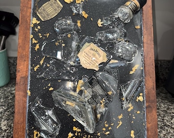 ジャックダニエル / コーラ - 割れたボトルアート - Etsy 日本