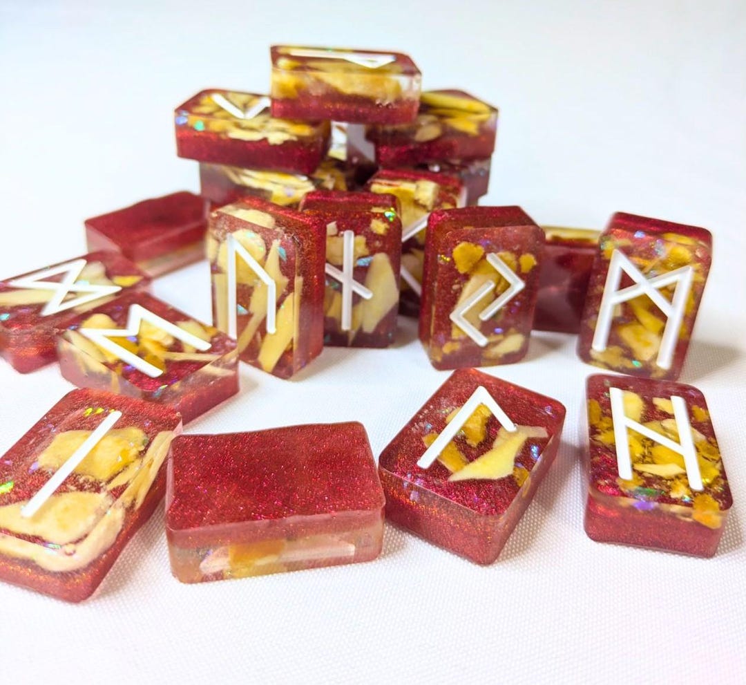 Norse Rune Set, Red V.2, Divination, Pagan - Etsy