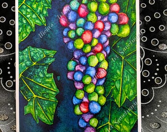 Grapes 5x7 signed art print
