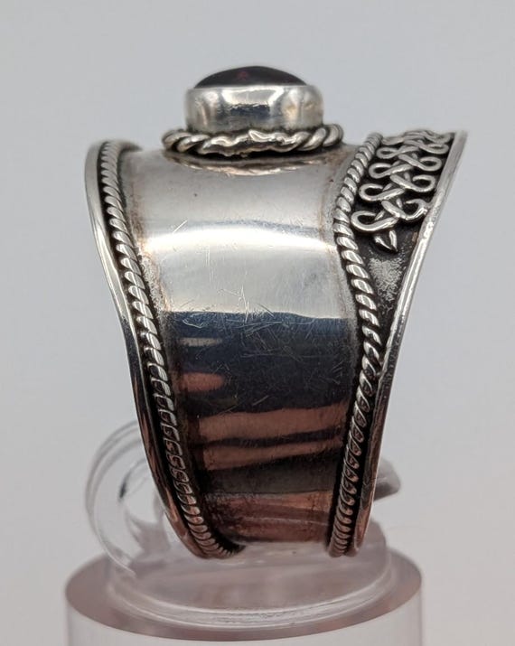 Silver Statement Ring with Red Cabochon - image 4