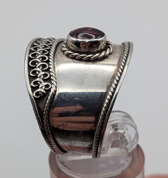 Silver Statement Ring with Red Cabochon - image 5