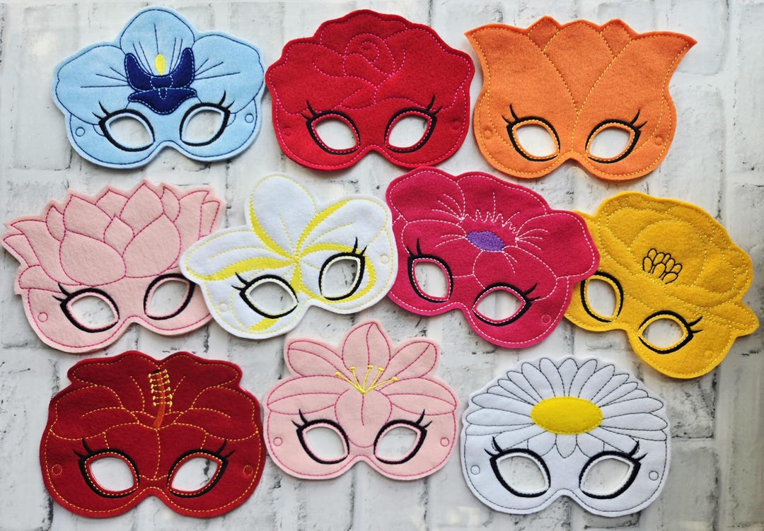 Flower Popy Mask Sale Flower Felt Masks. Hibiscus, Rose, Daisy, Lily, Plumeria, Peony ...