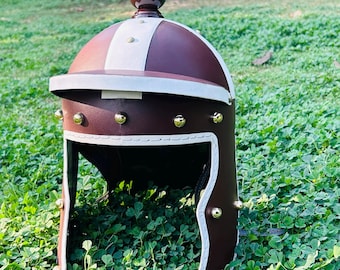 Medieval Roman Leather Helmet | Handmade Gladiator Helmet for Cosplay, LARP & Costume,gift item