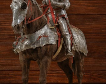 馬に乗って槍を持った鎧を着た騎士 - 鎧を着た騎士の像 - 中世の騎士の